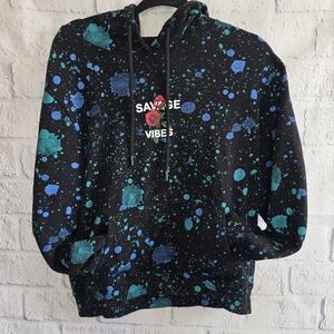 Upstanders Limited Edition Savage Vibes Rose Paint Splatter Streetwear Hoodie S